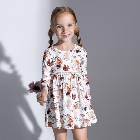 PATPAT Toddler Girl Floral Multipack Dresses 2 Pack Long Sleeve A-line Dress for Girls in Saudi Arabia