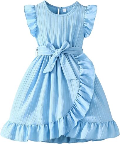 Rosibel Toddler Girls Dress Kids Ruffles Sleeveless Casual Dresses Little Girls Summer Beach Sundress 2-7Y in Saudi Arabia