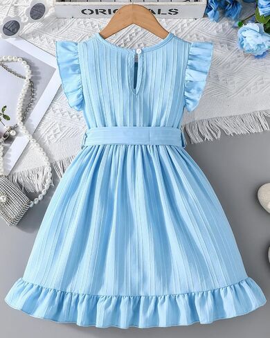 Rosibel Toddler Girls Dress Kids Ruffles Sleeveless Casual Dresses Little Girls Summer Beach Sundress 2-7Y in Saudi Arabia