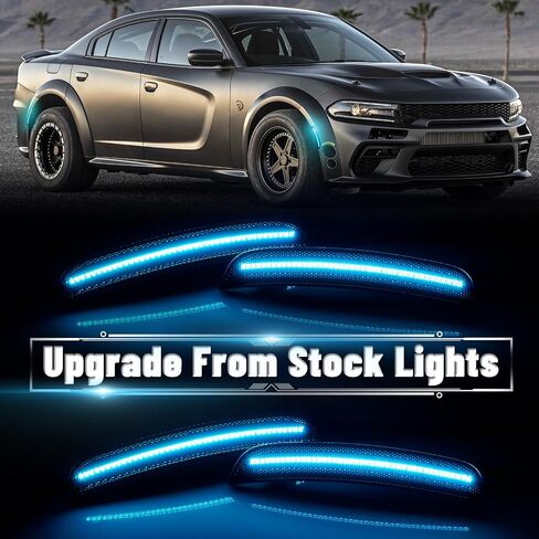 Bestview Xstyle Amber Red LED Side Marker Lights [Patent Pending] for Dodge Charger 2015-2023, Smoke Lens Front&Rear Bumper Reflector Turn Signal Lamp Assembly Kit accessories,Pack of 4 in Saudi Arabia