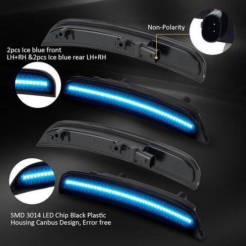 Bestview Xstyle Amber Red LED Side Marker Lights [Patent Pending] for Dodge Charger 2015-2023, Smoke Lens Front&Rear Bumper Reflector Turn Signal Lamp Assembly Kit accessories,Pack of 4 in Saudi Arabia