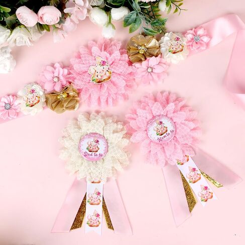 Circus Baby Shower Maternity Sash Kit - Circus Carnival Baby Shower Belly Belt and Mom to Be & Dad to Be Corsage Pins, New Parents Pregnancy Photo Props Party Supplies in Kuwait