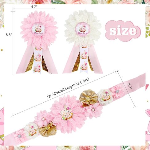 Circus Baby Shower Maternity Sash Kit - Circus Carnival Baby Shower Belly Belt and Mom to Be & Dad to Be Corsage Pins, New Parents Pregnancy Photo Props Party Supplies in Kuwait