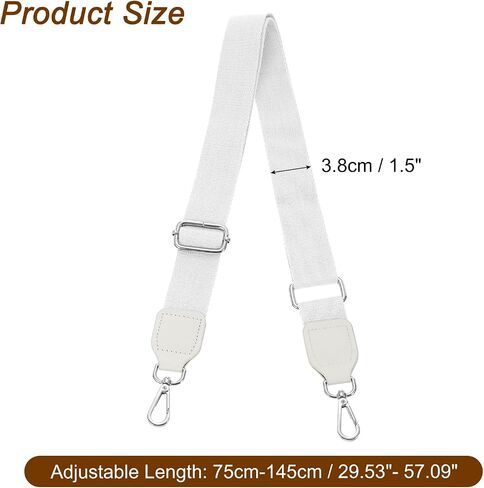 uxcell Wide Shoulder Strap, 3.8cm Adjustable Purse Strap Replacement Crossbody Strap for Shoulder Bag Wallets, White, Silver Square Mouth Buckle in Saudi Arabia