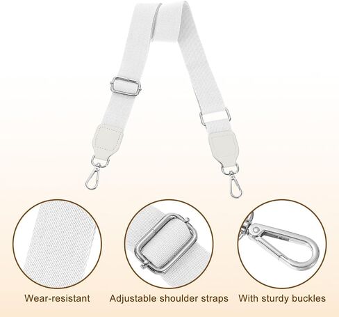 uxcell Wide Shoulder Strap, 3.8cm Adjustable Purse Strap Replacement Crossbody Strap for Shoulder Bag Wallets, White, Silver Square Mouth Buckle in Saudi Arabia