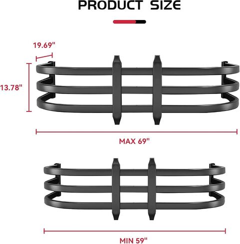 Truck Bed Extender, Aluminum 59"-69" Retractable Tailgate Extender, Fits for Chevy Silverado, for GMC Sierra, for Ford F-Series, for Dodge Ram, for Tundra, for Nissan Titan, Drill Required in Saudi Arabia