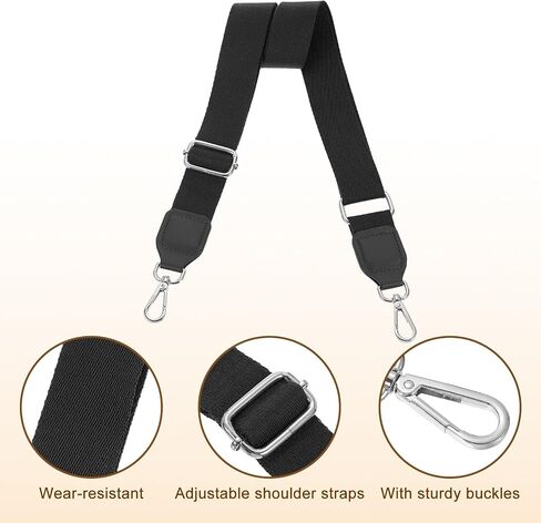 uxcell Wide Shoulder Strap, 3.8cm Adjustable Purse Strap Replacement Crossbody Strap for Shoulder Bag Wallets, White, Silver Square Mouth Buckle in Saudi Arabia