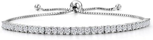 GEM Stone King 2.00 CTTW White Lab Grown Diamond Tennis Bracelet for Women | 925 الفضة الاسترليني | جولة 2.5mm | اللون E-F | VVS-VS Clarity | سوار بولو قابل للتعديل | يناسب معصم ما يصل إلى 9 بوصات in Kuwait