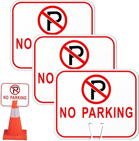 6 قطع من Geetery لا توجد علامات وقوف السيارات، علامة مخروطية المرور، 12.6 × 10.43 بوصة، علامة تحذير علوية مخروطية مرورية بلاستيكية لحاجز الطريق، بناء خارجي مقاوم للماء in Kuwait