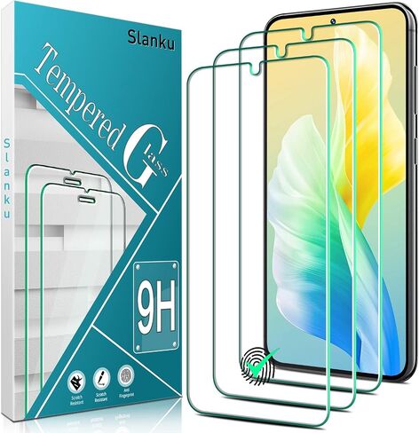 Slanku [3 Pack] Screen Protector for Samsung Galaxy S23 Plus 5G Tempered Glass, Support Fingerprint Reader, Easy installation, Bubble Free, Anti Scratch, HD Clear, Case Friendly in Saudi Arabia