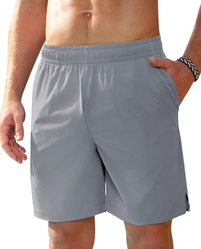 Milin Naco Mens Swim Trunks 7 inch Quick Dry Board Shorts with Zipper Pockets Bathing Suit Men Beach Shorts with Drawstring in Kuwait