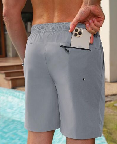 Milin Naco Mens Swim Trunks 7 inch Quick Dry Board Shorts with Zipper Pockets Bathing Suit Men Beach Shorts with Drawstring in Kuwait