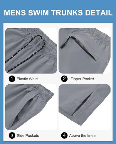 Milin Naco Mens Swim Trunks 7 inch Quick Dry Board Shorts with Zipper Pockets Bathing Suit Men Beach Shorts with Drawstring in Kuwait