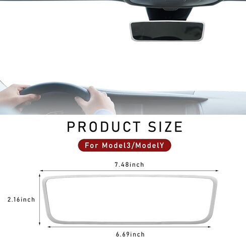 Rear View Mirror Protector Frame, Silicone Car RearView Mirror Cover Compatible with Model 3 and Y, Auto Interior Decoration Gifts, Car Accessories (Purple) in Saudi Arabia