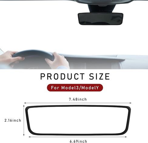 Rear View Mirror Protector Frame, Silicone Car RearView Mirror Cover Compatible with Model 3 and Y, Auto Interior Decoration Gifts, Car Accessories (Purple) in Saudi Arabia