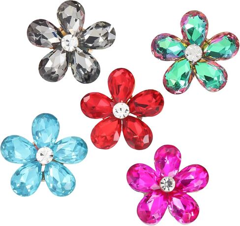 5pcs Crystal Flower Beach Bage Shoissories charms alloy class charms متوافق مع حقائب Bogg Women Excalseors for Party and Birthday - Multi Color in Kuwait