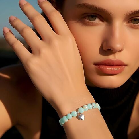 Sweet Heart Natural Stone Beaded Bracelet For Women, Birthday Christmas Valentines Graduation Gifts for Young Women in Saudi Arabia