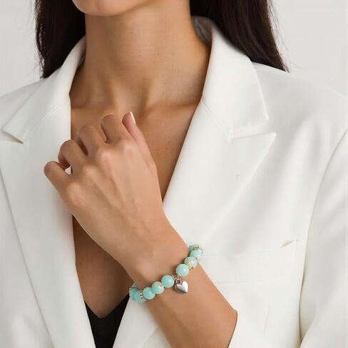 Sweet Heart Natural Stone Beaded Bracelet For Women, Birthday Christmas Valentines Graduation Gifts for Young Women in Saudi Arabia