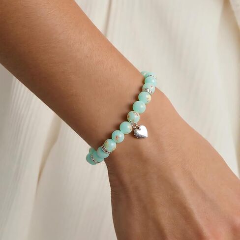 Sweet Heart Natural Stone Beaded Bracelet For Women, Birthday Christmas Valentines Graduation Gifts for Young Women in Saudi Arabia