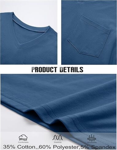 Ficerd 3 Pack Men's V Neck T Shirts Short Shirts بالإضافة إلى حجم تي شيرت القطن الأساسي القطني الأساسي مع جيب in Saudi Arabia