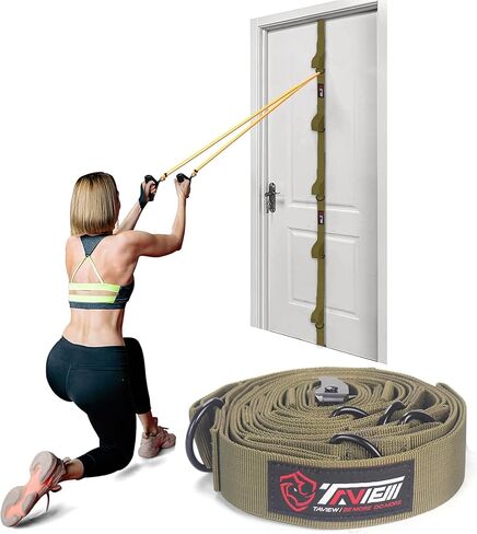 Door Anchor Strap for Resistance Bands Exercises, Multi Point Anchor Gym Attachment for Home Fitness, Portable Door Band Resistance Workout Equipment, Easy to Install (Black&Blue) in Kuwait