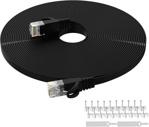 كابل إيثرنت Cat6 بطول 15 قدم، عالي السرعة 26AWG، 2000 ميجا هرتز مع موصل RJ45 مطلي بالذهب، مقاوم للطقس S/FTP مقاوم للأشعة فوق البنفسجية لجهاز التوجيه والمودم والكمبيوتر الشخصي والألعاب وPS5 وXbox-White in Kuwait