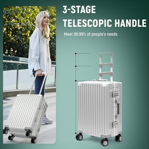 20inch Carry On Luggage 22x14x9 Airline Approved, Zipperless Luggage Carry On TSA Approved Hard Shell Suitcases, Lightweight Carry On Suitcases with Aluminum Frame, Sliver in Kuwait