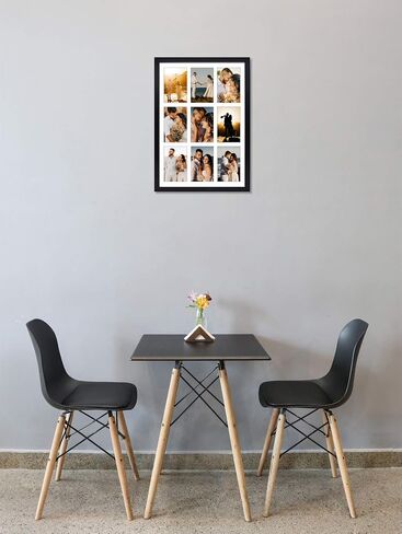 Golden State Art, 13.6x19.7 Black Photo Wood Collage Frame with Real Glass and White Displays (9) 4x6 Pictures in Kuwait