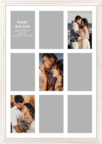 Golden State Art, 13.6x19.7 Black Photo Wood Collage Frame with Real Glass and White Displays (9) 4x6 Pictures in Kuwait