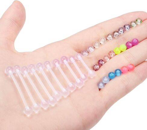 Ocptiy 14mm-38mm 14G Clear Plastic Nipple Tongue Ring Industrial Earrings for Surgery Pregnancy Belly Button Ring Bioflex Flexible Acrylic Straight Barbells Piercing Jewelry Retainer for Work Sport in Saudi Arabia