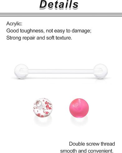 Ocptiy 14mm-38mm 14G Clear Plastic Nipple Tongue Ring Industrial Earrings for Surgery Pregnancy Belly Button Ring Bioflex Flexible Acrylic Straight Barbells Piercing Jewelry Retainer for Work Sport in Saudi Arabia