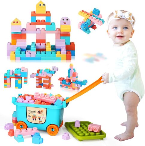 Soft Block Sets for Toddler Aged 2 3 4 5 6 Years Old.Preschool Toy for Early Childhood Education and I-Interactive.Toddler Block Toys with 101 Pieces and Storage Bag.Gift Ideas for Kids Age 18+ mouths in Saudi Arabia