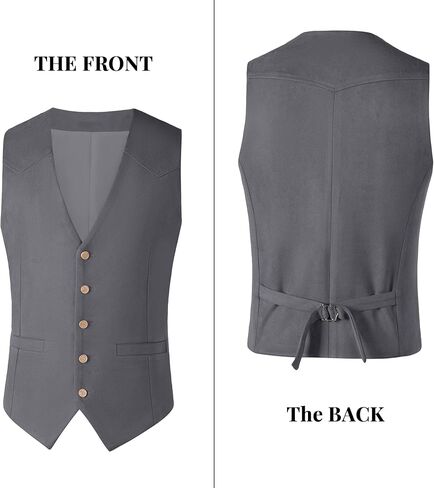Men's Suede Leather Vest Casual Cowboy Western Vests Mens Waistcoat in Kuwait