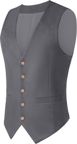 Men's Suede Leather Vest Casual Cowboy Western Vests Mens Waistcoat in Kuwait