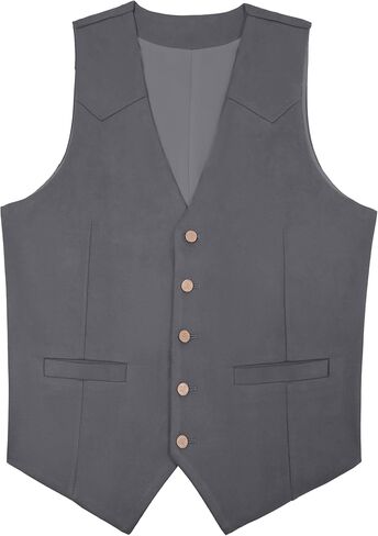 Men's Suede Leather Vest Casual Cowboy Western Vests Mens Waistcoat in Kuwait