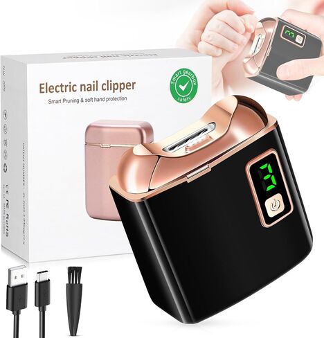 Electric Nail Clipper with LED Light, USB Rechargeable Nail Trimmer, 3-Speed Fingernail Manicure for Baby, Kids, Seniors, and Adults - Perfect for Elderly Nail Care, White in Saudi Arabia
