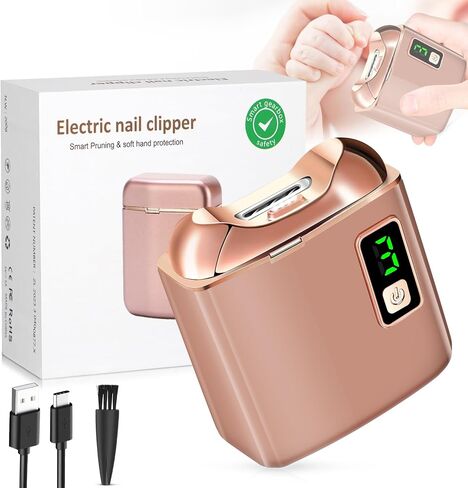 Electric Nail Clipper with LED Light, USB Rechargeable Nail Trimmer, 3-Speed Fingernail Manicure for Baby, Kids, Seniors, and Adults - Perfect for Elderly Nail Care, White in Saudi Arabia
