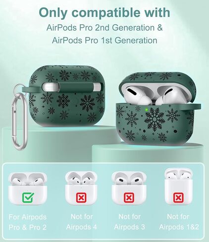 حافظة منقوشة بلونين لعيد الميلاد لجهاز AirPods Pro حافظة الجيل الثاني الأول، غطاء حماية كامل من السيليكون الناعم للعطلات اللطيفة من TOYOUTHS لهاتف Apple Airpods Pro 2/Pro Case للنساء والرجال in Kuwait