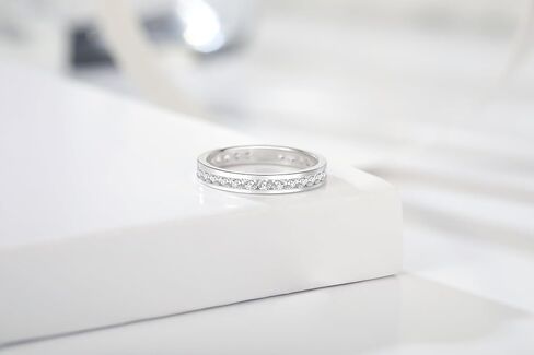 Muses Art Design Sterling Silver 925 CZ Birthstone Eternity Ring (Channel Set/Full Round), Stackable Wedding Engagement Ring in Saudi Arabia