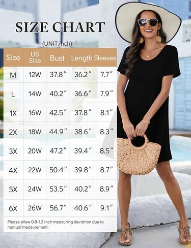 JollieLovin Plus Size Summer T-Shirt Casual Dresses for Curvy Women Flowy Swing in Kuwait
