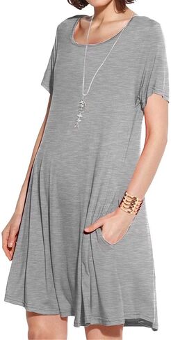 JollieLovin Plus Size Summer T-Shirt Casual Dresses for Curvy Women Flowy Swing in Kuwait