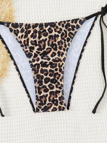 Women's 2 Piece Bikini Sets Floral Leopard Halter Triangle Bathing Suit Sexy Cheeky String Swimsuit in Kuwait