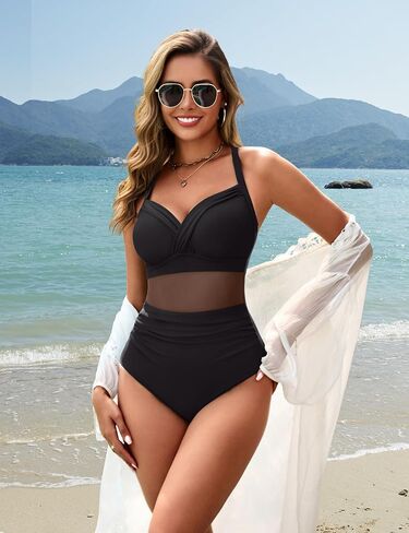 BMJL Women's One Piece Swimsuits Switch Control Suit Suit Simling Sexy Mesh Swimwear in Saudi Arabia