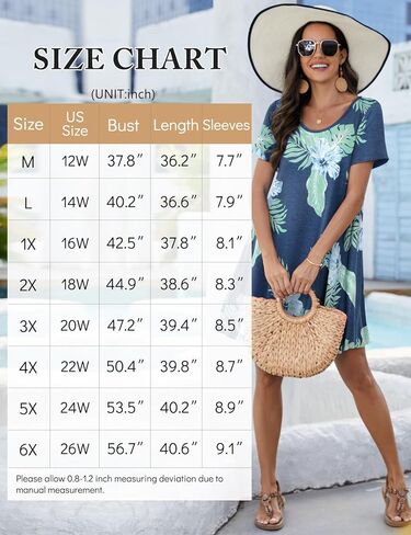 JollieLovin Plus Size Summer T-Shirt Casual Dresses for Curvy Women Flowy Swing in Kuwait