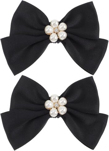 Bow Shoe Clips 1 Pair Removable Buckle Elegant Pearl Charms Decoration DIY for Women Girls Bridal Wedding in Saudi Arabia