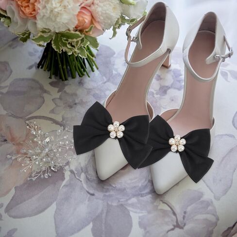Bow Shoe Clips 1 Pair Removable Buckle Elegant Pearl Charms Decoration DIY for Women Girls Bridal Wedding in Saudi Arabia