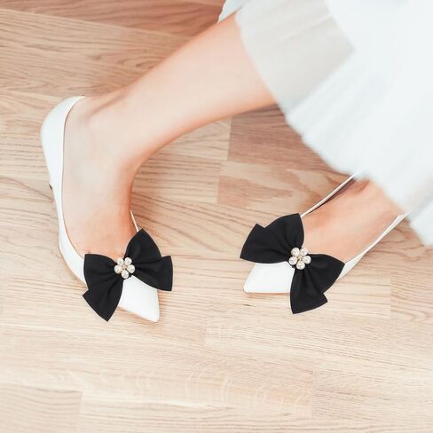 Bow Shoe Clips 1 Pair Removable Buckle Elegant Pearl Charms Decoration DIY for Women Girls Bridal Wedding in Saudi Arabia