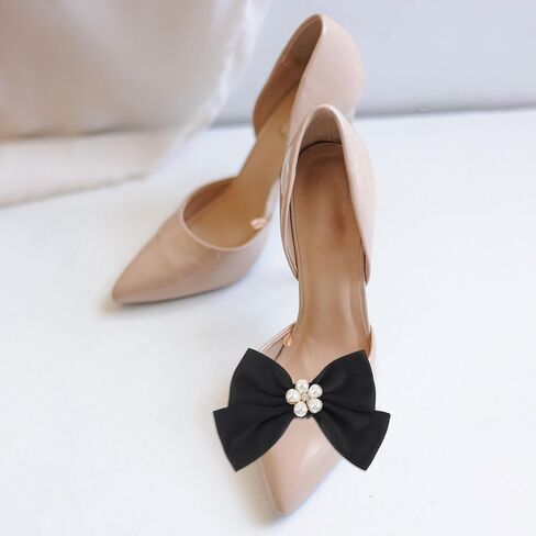 Bow Shoe Clips 1 Pair Removable Buckle Elegant Pearl Charms Decoration DIY for Women Girls Bridal Wedding in Saudi Arabia