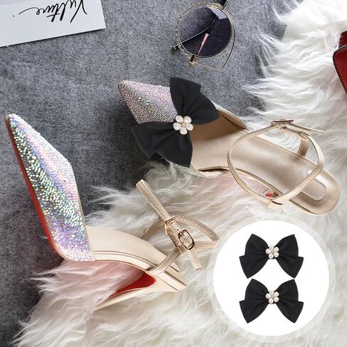 Bow Shoe Clips 1 Pair Removable Buckle Elegant Pearl Charms Decoration DIY for Women Girls Bridal Wedding in Saudi Arabia