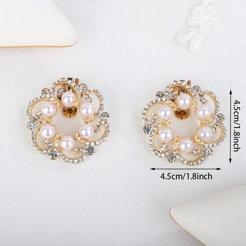 JWICOS 2PCS مقاطع أحذية لؤلؤة لؤلؤة جولة أحذية الكريستال الأزياء الأزياء سحر أحذية قابلة للإزالة in Kuwait